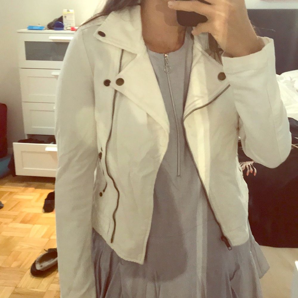 White denim current Elliot Moto jacket!